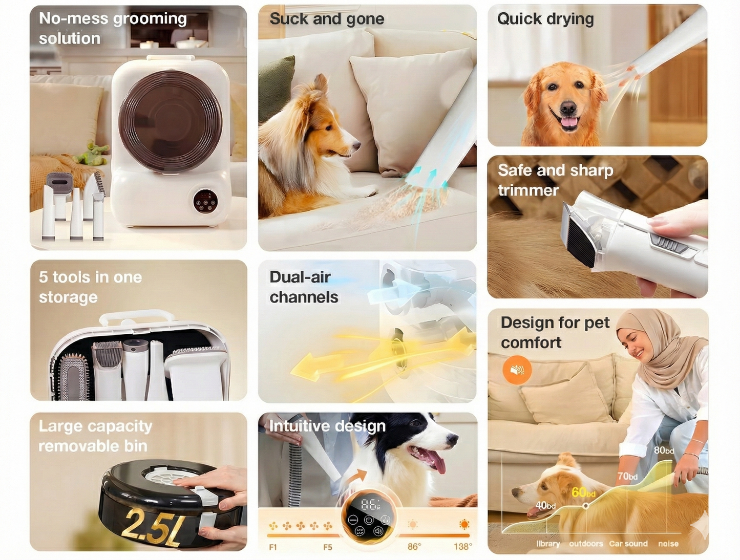 Nasma , 5 in 1 Smart Cat Grooming Set